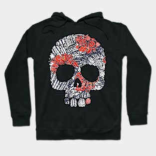 Tropical Floral Red Blue Skull Hoodie